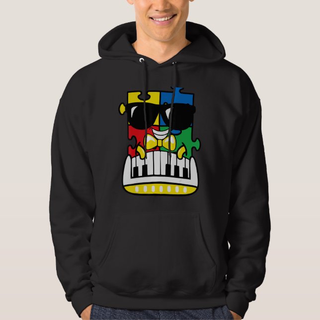 Veste À Capuche Pianiste Sensibilisation sur l'autisme Cute Piano  (Devant)