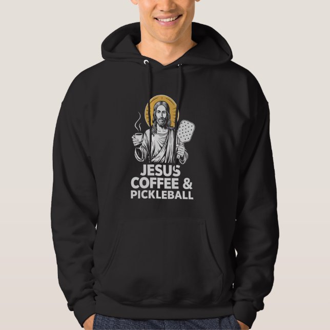 Veste À Capuche Pickleball à café Jésus (Devant)