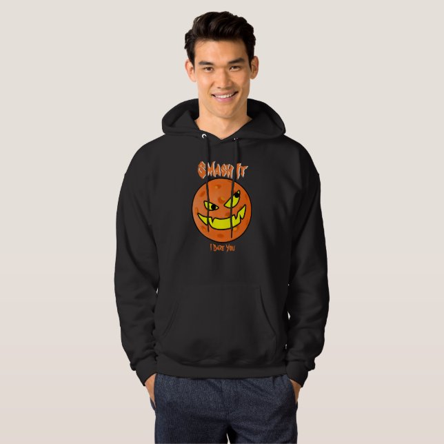 Veste À Capuche Pickleball Jack oLantern Orange & Black Halloween (Devant entier)