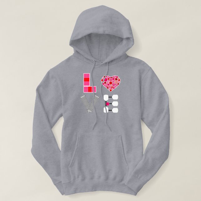 Veste À Capuche Pickleball Love Heart Court Balls Paddles Rose Rou (Design devant)