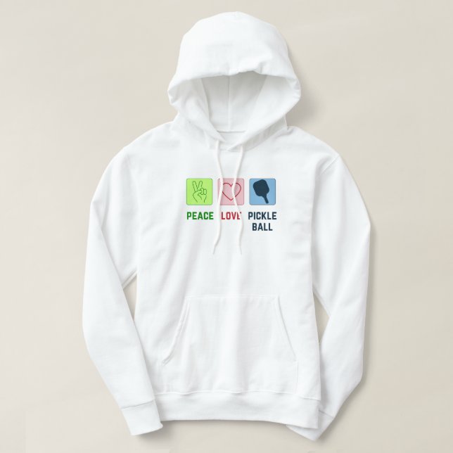 Veste À Capuche Pickleball paix et amour (Design devant)