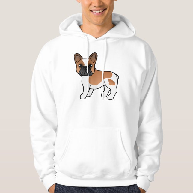 Veste À Capuche Piebald Rouge Chien de taureau mignon caricaturé C (Devant)