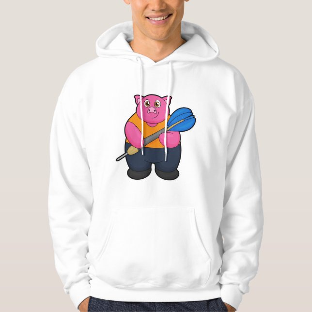 Veste À Capuche Pig comme joueur de fléchettes avec fléchettes (Devant)