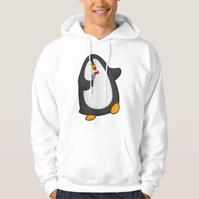 Veste À Capuche Pingouin à chanter avec microphone et Cravate (Devant)