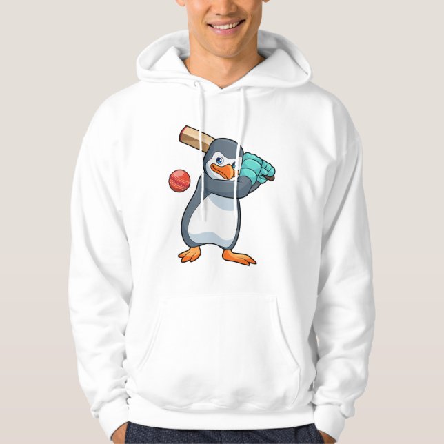 Veste À Capuche Pingouin au cricket avec chauve-souris de cricket (Devant)