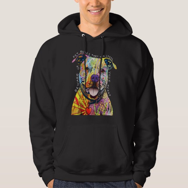 Veste À Capuche Pitbull Amoureux de les chiens I Love Pitbull (Devant)