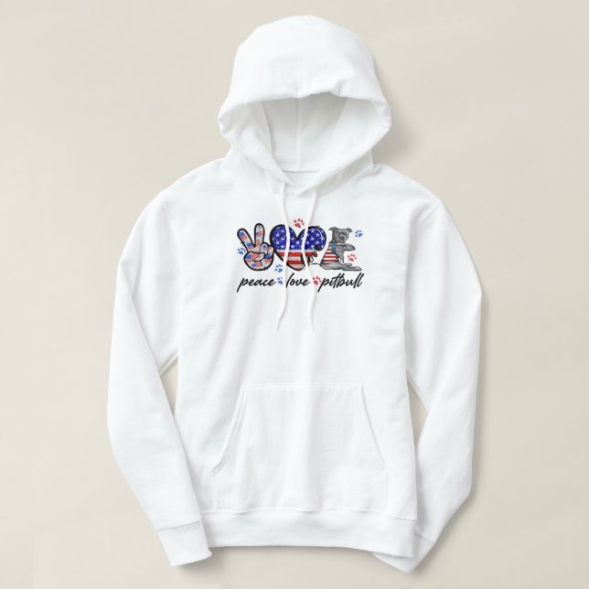 Veste À Capuche Pitbull Chien Paix Aimer Pitbull 4 juillet Amériqu (Design devant)