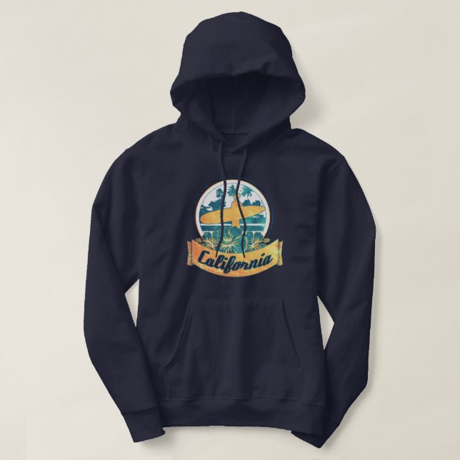 Veste À Capuche Planche de surf de la Californie (Design devant)