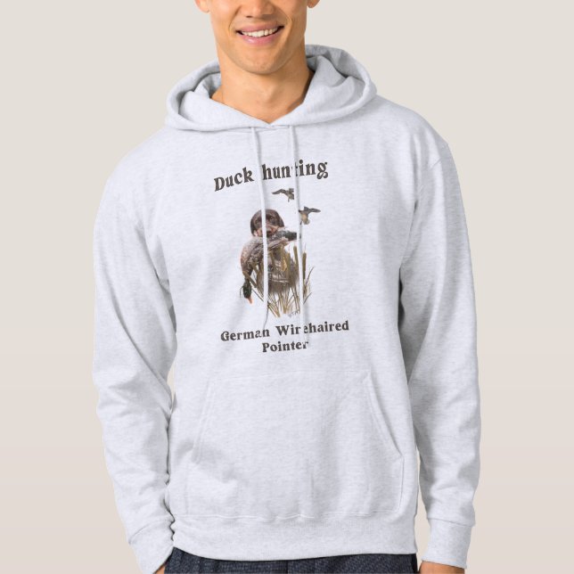 Veste À Capuche Pointeur À poils durs allemand chasse un canard Ca (Devant)
