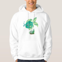 Poisson vert avec bulles et plantes aquatiques