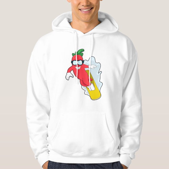 Veste À Capuche Poivron au snowboard avec snowboard (Devant)