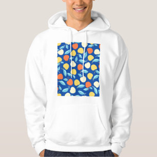 Veste À Capuche Pommes feuilles, arrière - plan bleu, motif transp