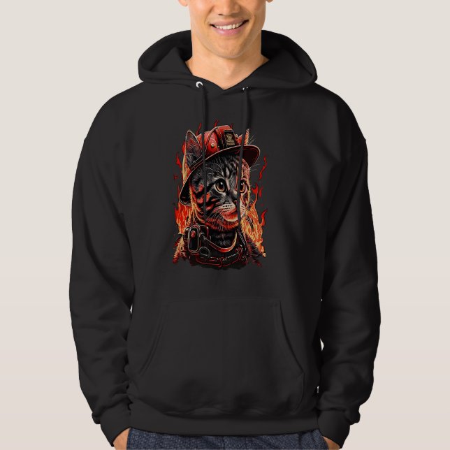 Veste À Capuche Pompier Chat Kitten Casque pompier (Devant)