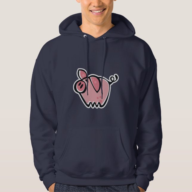 Veste À Capuche Porc ; Bleu (Devant)