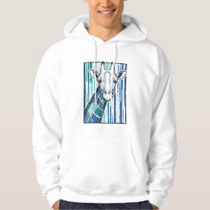 Veste À Capuche Portrait de girafe coloré Gravure vintage vecteur