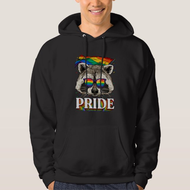 Veste À Capuche Pride Raccoon LGBTQ Rainbow Flag Pride Month Trash (Devant)