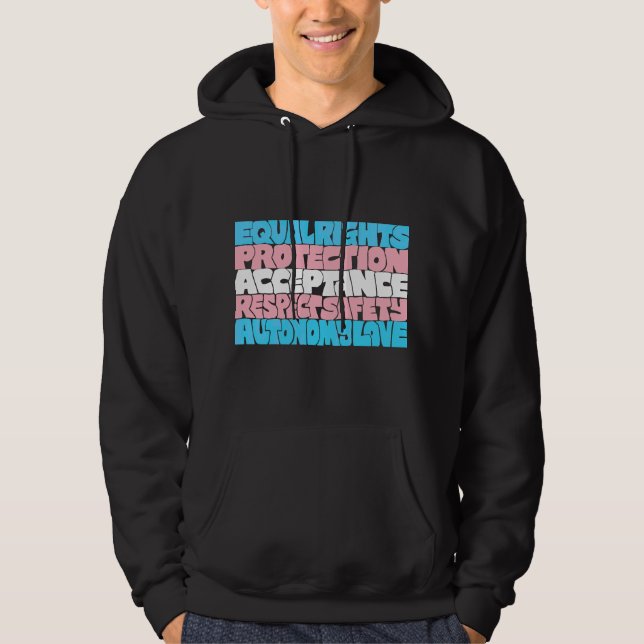Veste À Capuche PRIDE Trans droits mot art drapeau LGBT offre cade (Devant)