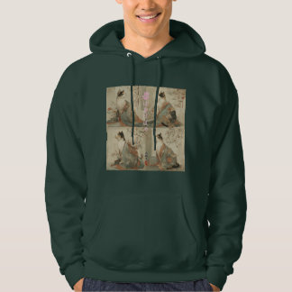 Veste À Capuche "Printemps à l'aube" Chat Japonais en Kimono Art