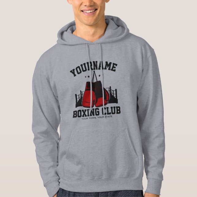Veste À Capuche Pro Boxer AJOUTER NOM Gants rouges Boxer Ring Trai (Devant)
