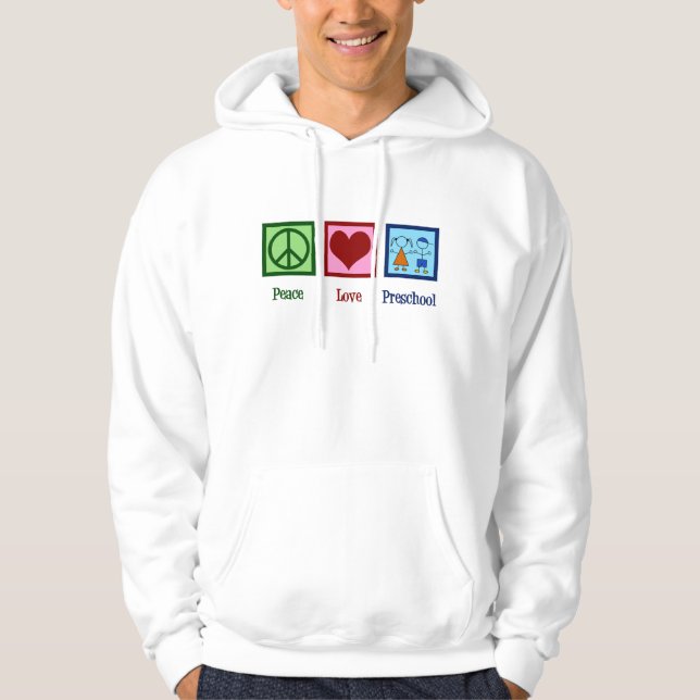 Veste À Capuche Professeur d'école maternelle d'amour de paix (Devant)