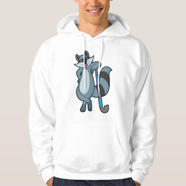 Veste À Capuche Racoon à Hockey avec bâton de hockey (Devant)