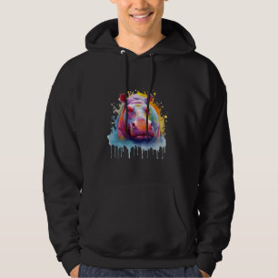 Veste À Capuche Rainbow Hippo Aquarelle Animal Art Hippopotamus