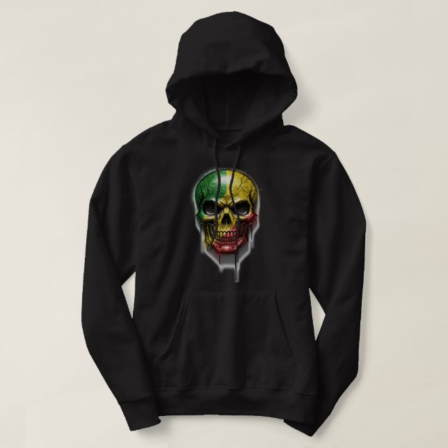 VESTE À CAPUCHE RASTA SKULL (Design devant)