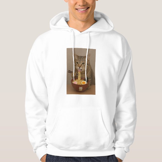 Veste À Capuche Realistic Funny Cat Eating Ramen | Graphic Tee (Devant)