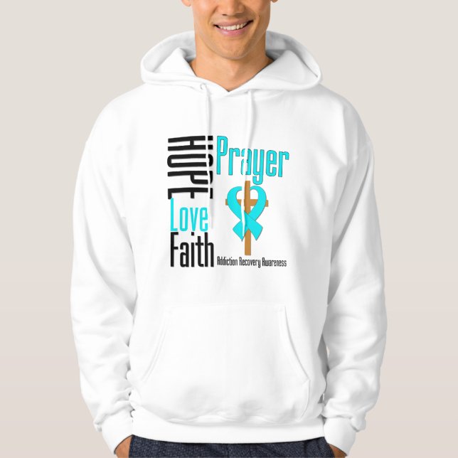 Veste À Capuche Récupération de dépendance de prière de foi (Devant)