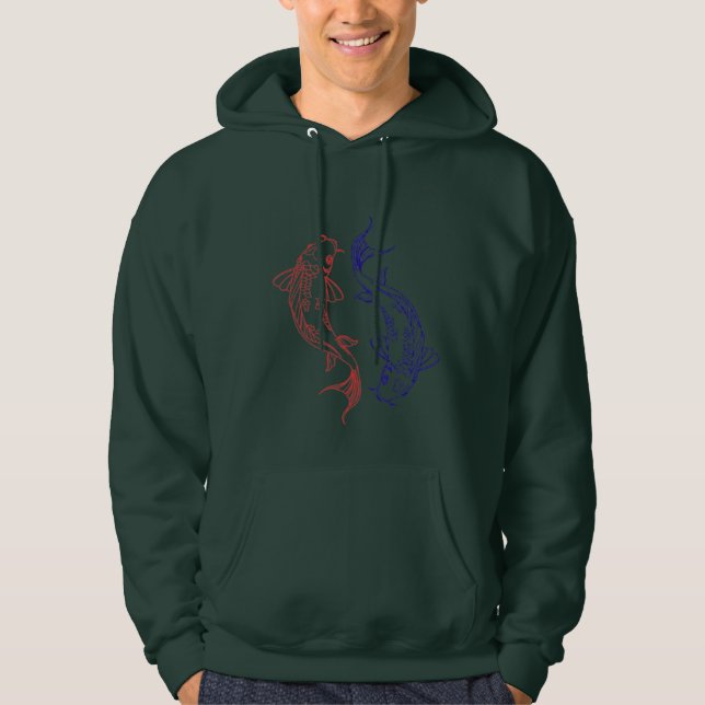Veste À Capuche Red and Blue Koi Circle art  (Devant)