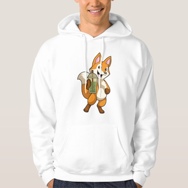 Veste À Capuche Renard à boire avec du thé à bulle (Devant)