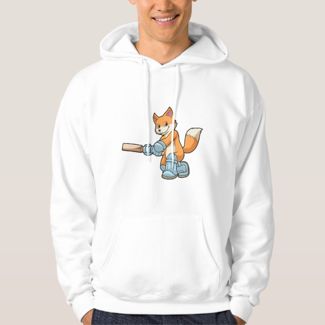 Veste À Capuche Renard comme batteur avec chauve-souris de cricket (Devant)
