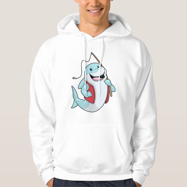 Veste À Capuche Requin à la pêche avec canne à pêche (Devant)