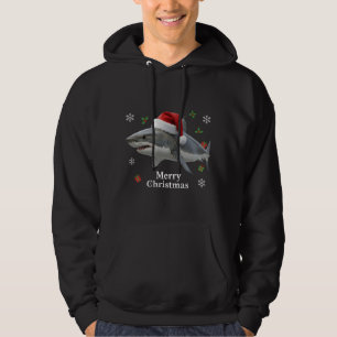 Veste À Capuche Requin de Noël amusant avec un chapeau de Père Noë