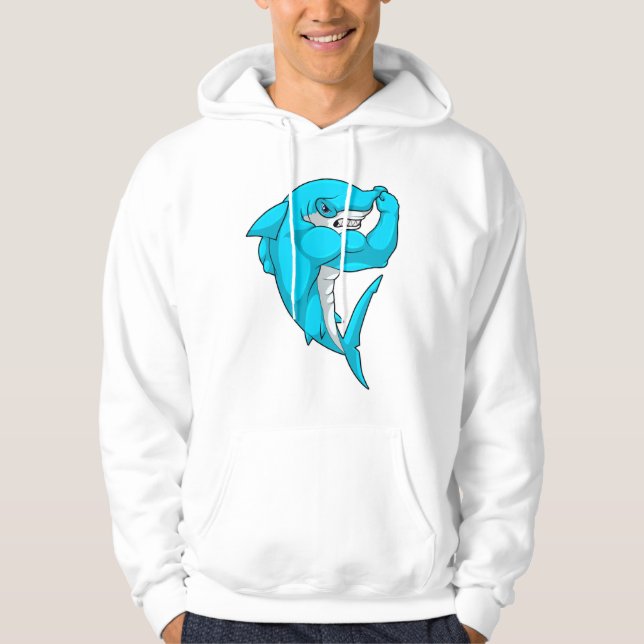Veste À Capuche requin-marteau en tant que culturiste au Bodybuild (Devant)