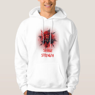 Veste À Capuche Résistance - Lion rouge rugissant avec Barbell Gy
