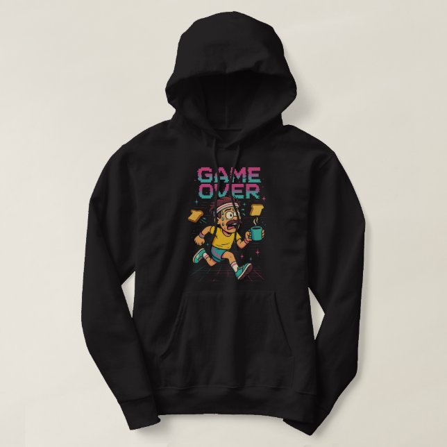 Veste À Capuche Retro “Game Over” Coffee Rush – Funny Running Cart (Design devant)