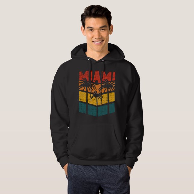Veste À Capuche Rétro Miami Florida Beach Souvenir Palm Tree année (Devant entier)