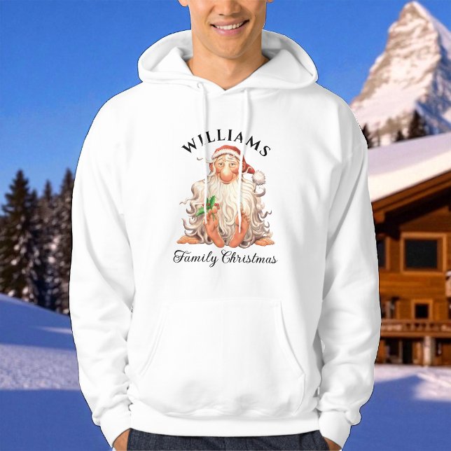 Veste À Capuche Retro Père Noël Famille Noël avec nom et année (Créateur téléchargé)
