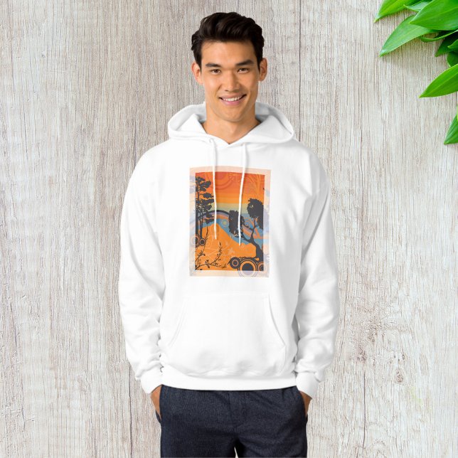 Veste À Capuche Retro Sunset Forest Paysage Abstrait (Créateur téléchargé)
