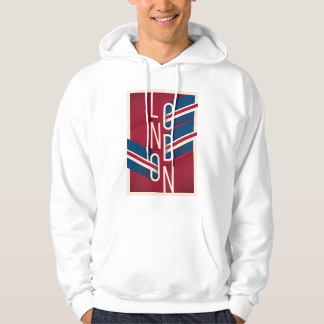 Veste À Capuche Rétro typographie illustrée de Londres, Angleterre (Devant)