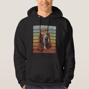 Veste À Capuche Rétro Vintage Coucher de soleil Basset Hound Maman