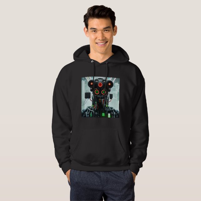 Veste À Capuche Robot 5 hommes noir sweatshirt à capuchon (Devant entier)