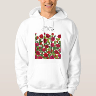 Veste À Capuche Rose Rouge Moderne Minimaliste Je T'Aime