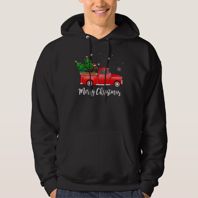 Veste À Capuche Rottweiler Chien équitation Camion Rouge Noël (Devant)