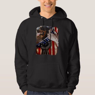 Veste À Capuche Rottweiler derrière le drapeau américain