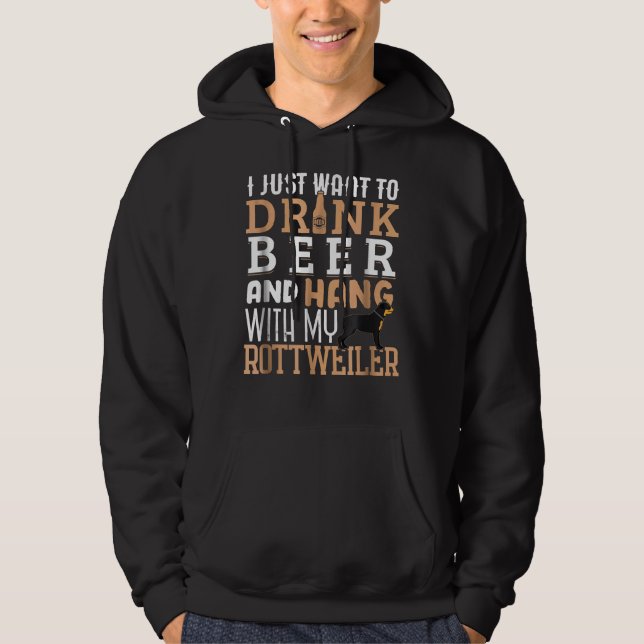 Veste À Capuche Rottweiler Papa Fête Du Père La Bière Rotie Chien (Devant)