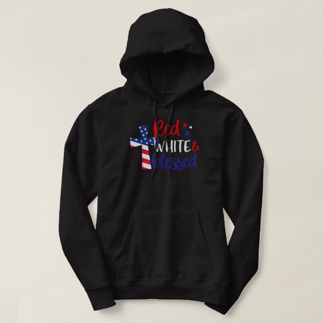 Veste À Capuche Rouge Blanc Béni Américain Jésus Croix Chrétien 4 (Design devant)