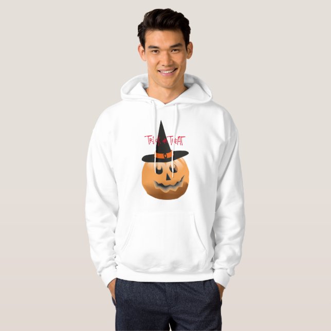Veste À Capuche rouge noir orange, sorcière citrouille halloween (Devant entier)