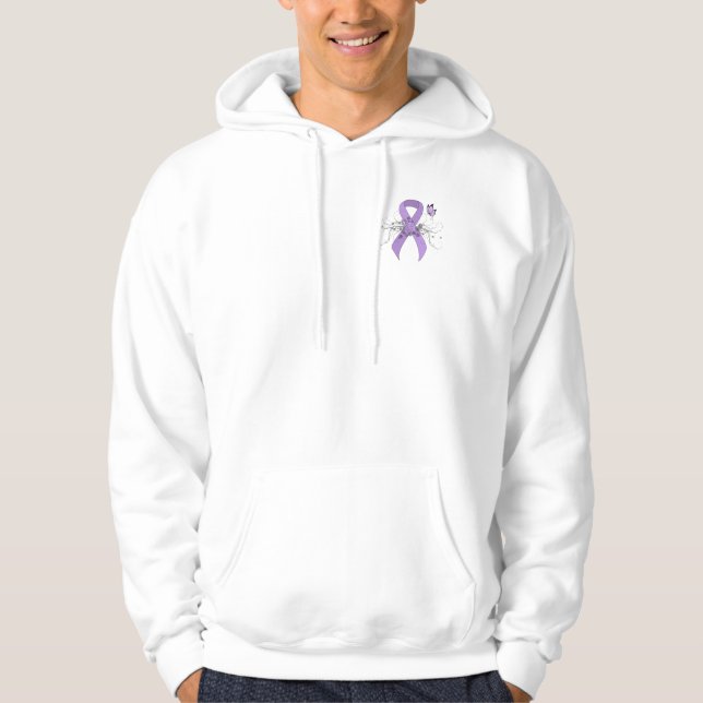 Veste À Capuche Ruban de sensibilisation à la lavande avec papillo (Devant)